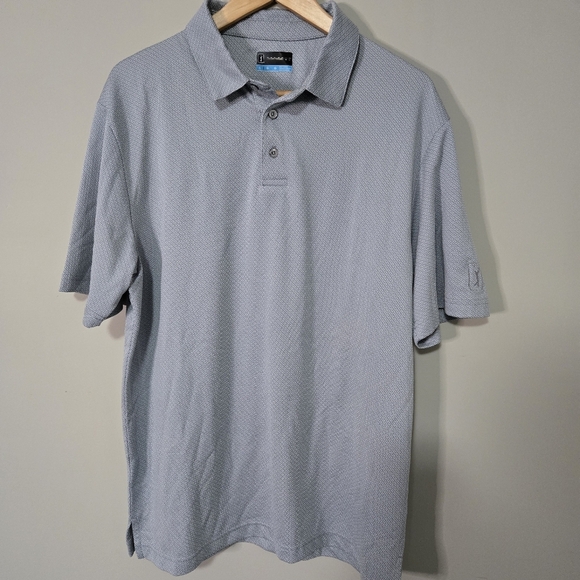PGA Tour Men's Large Gray Polyester Polo Golf Shirt - Picture 1 of 13